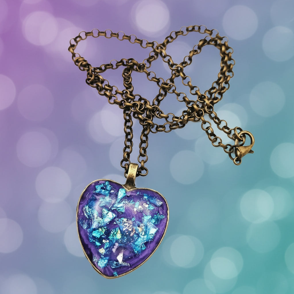 Unique Resin art pendant Necklace heart