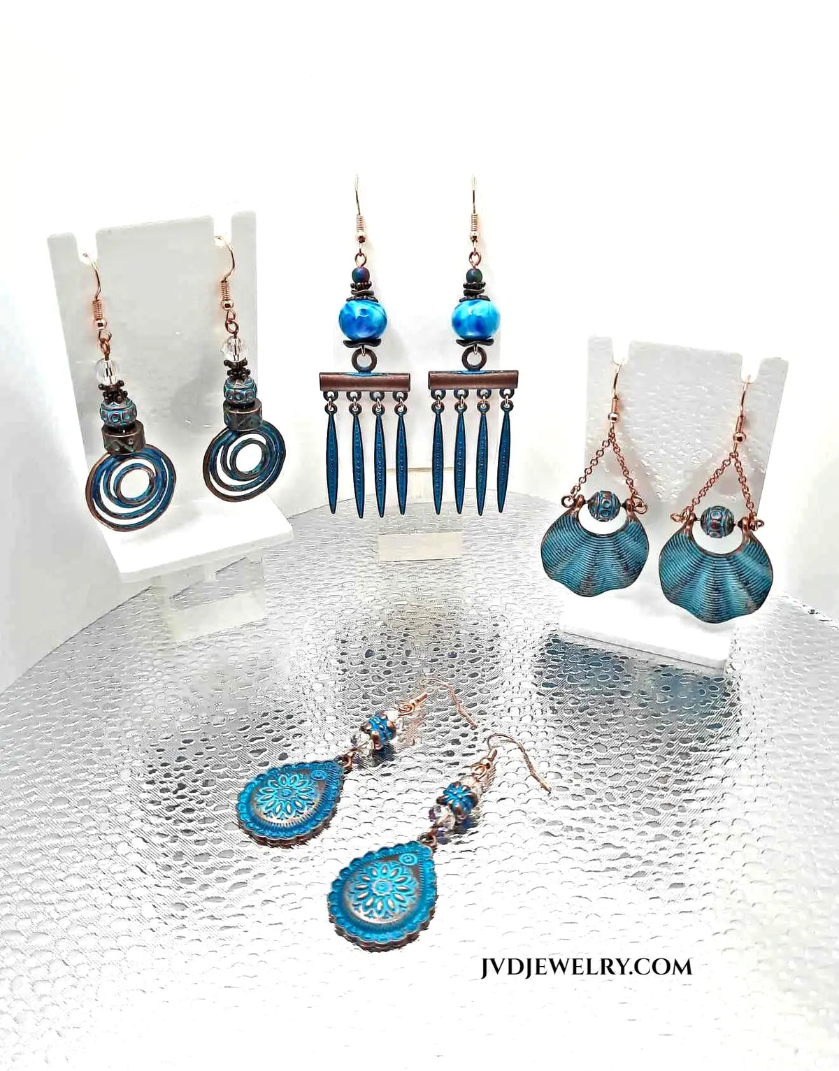 Elegant Lampwork with Marquise drop patina Earrings