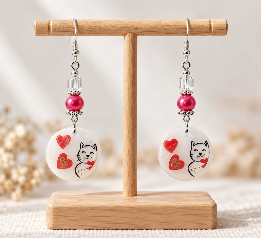 Cat Heart Earrings