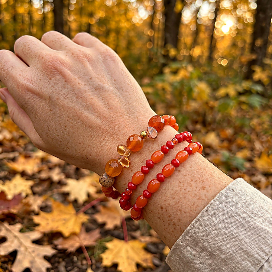 Bracelet trio on a wrist