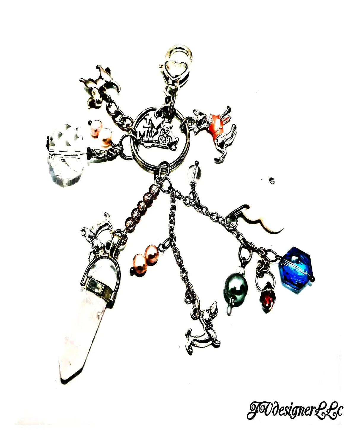 Purse charms dog crystal healing stone