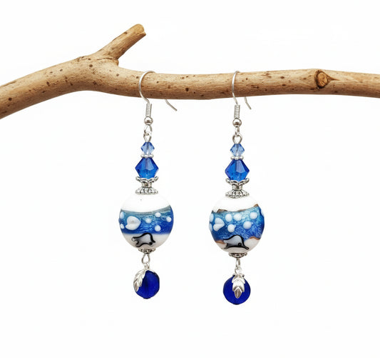 Dolphin Lampwork Earrings - Exquisite Glass Art | 2.75 Inches