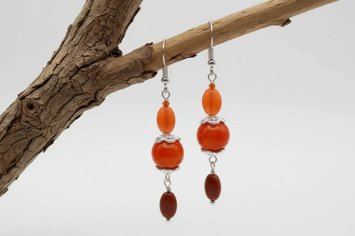 Orange Blossom Earrings - Floral Spring Design | 2.25 Inches