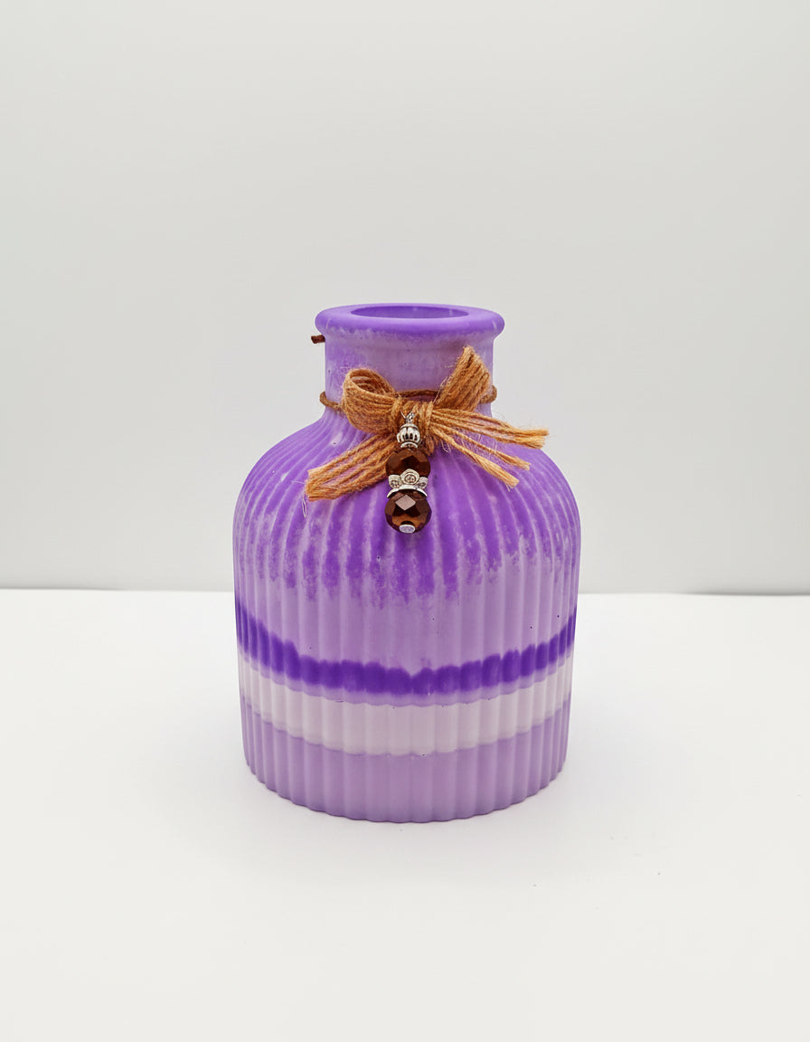 Resincrete jar, bow jute with decoration beads, Accessories Resin
