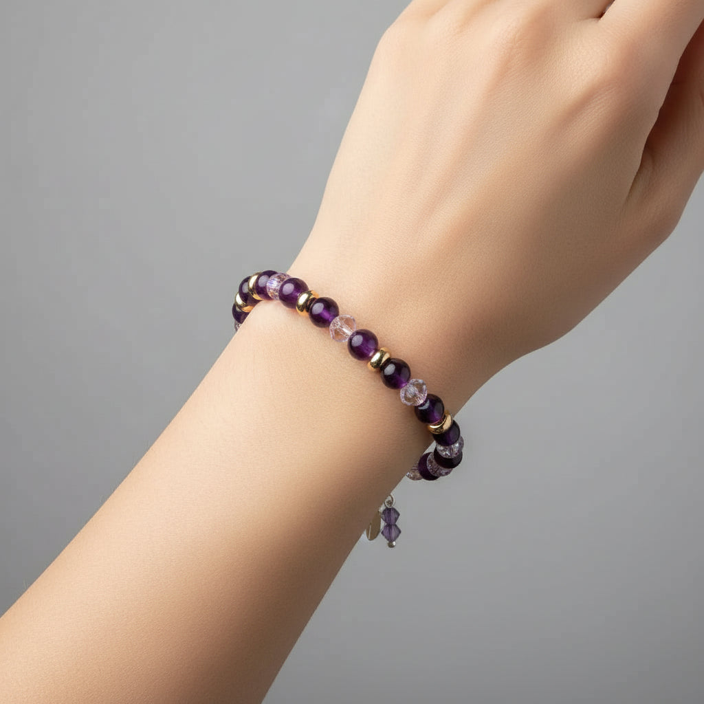 Amethyst Purple Stone Bead Bracelet