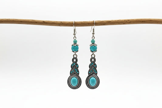 Vintage-Inspired Silver & Turquoise Dangle Earrings