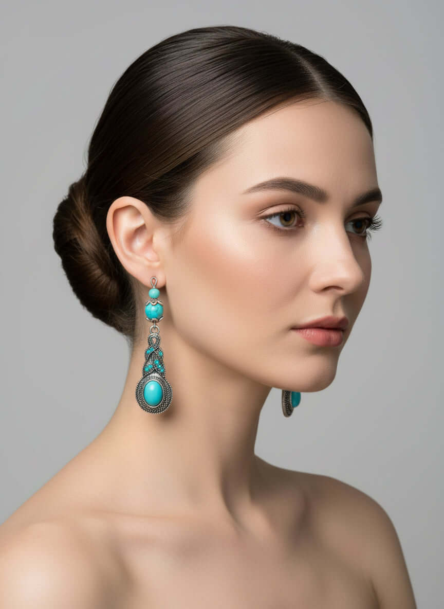 Vintage-Inspired Silver & Turquoise Dangle Earrings
