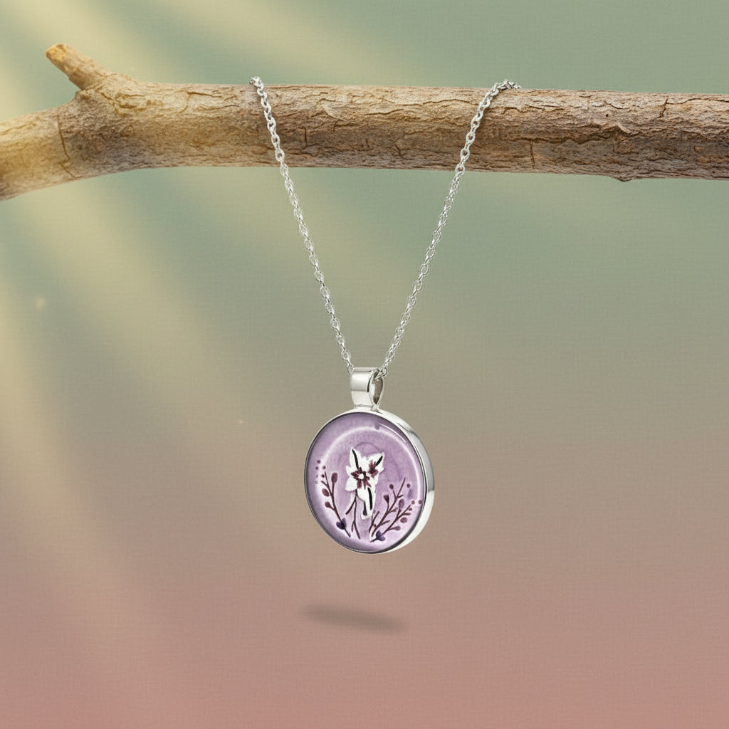 Flower 17" silver-plated chain Necklace