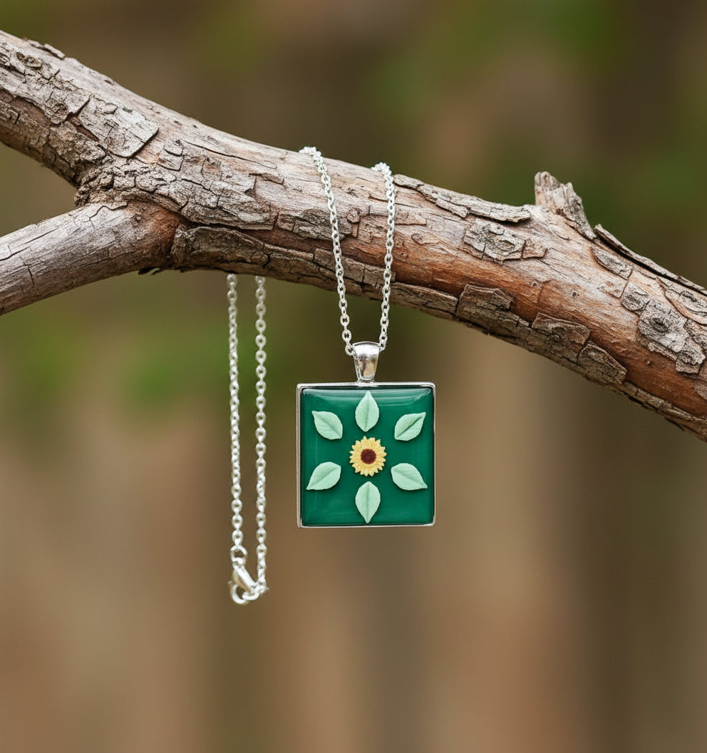 Silver Square handcrafted pendant Necklace
