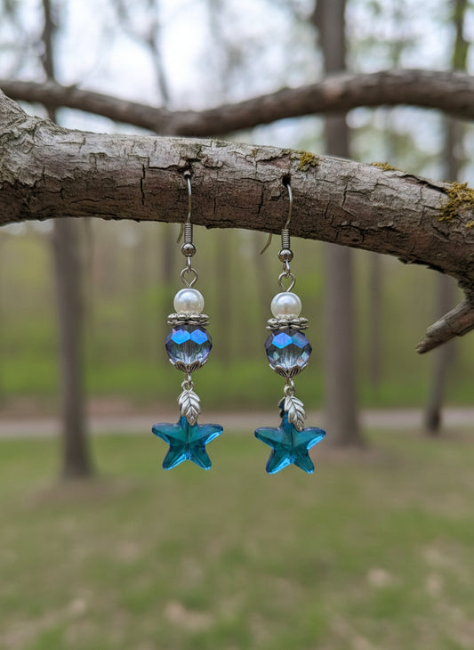 Blue crystal star beaded Earrings