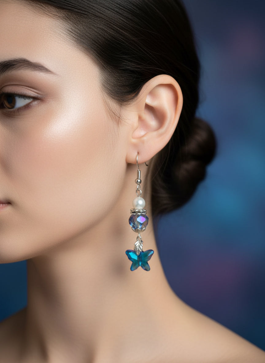 Blue crystal star beaded Earrings