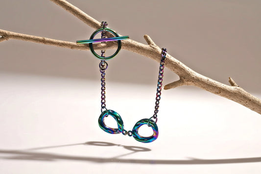 Rainbow Chain Connector Ion Plating Toggle Bracelet - Handmade Jewelry