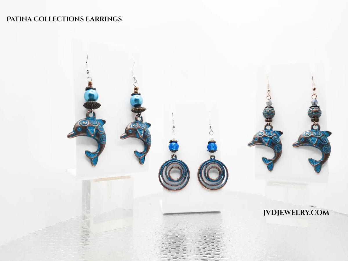 Elegant Lampwork with Marquise drop patina Earrings