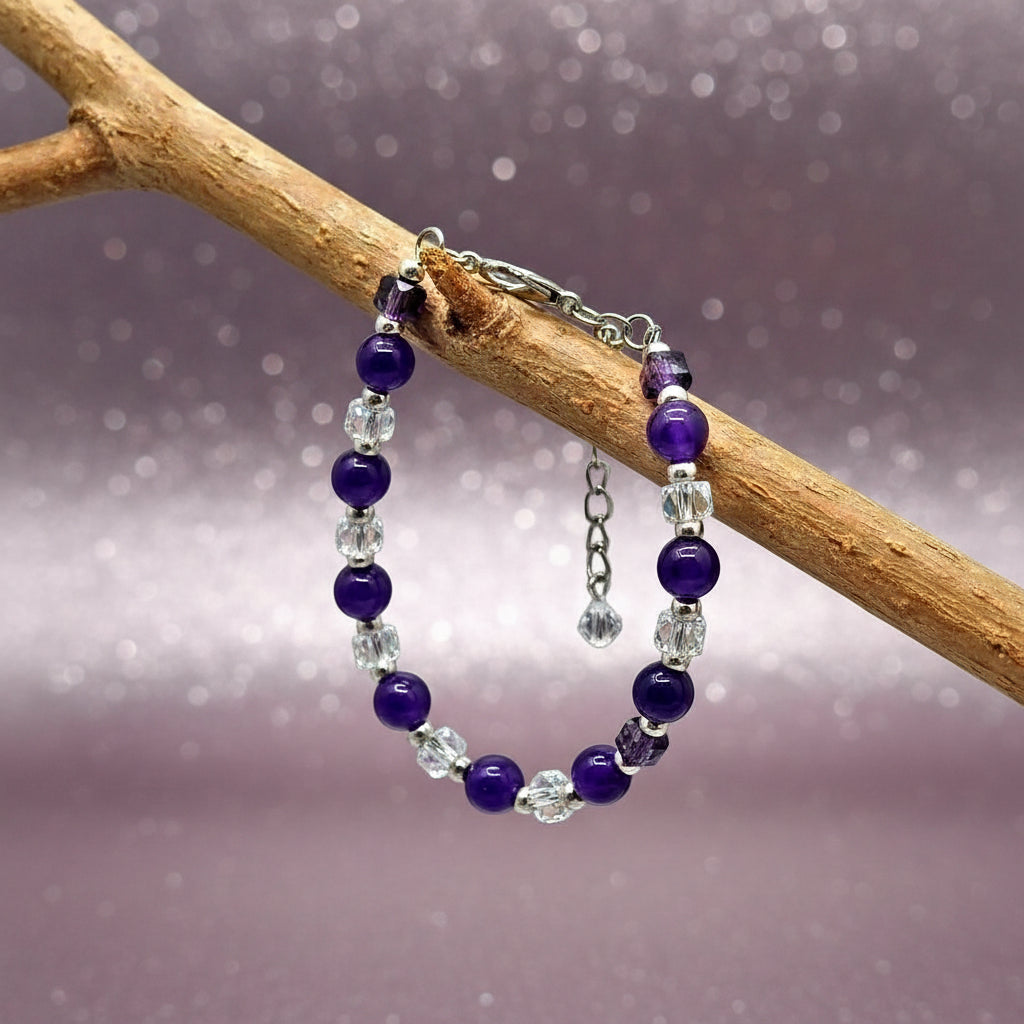 Purple Stone silver stone Bracelet Women