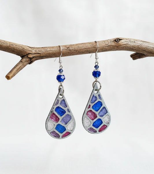 Silver Grey Drop Earrings - Long Elegant Design | 3.25 Inches