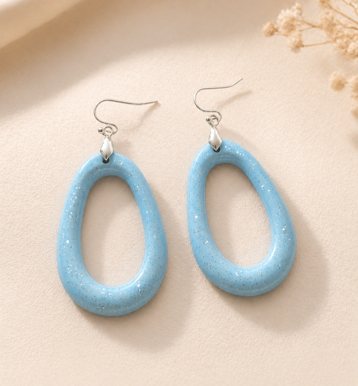 Resin Hoop Earrings – Handmade little Iridescent Glitter Hoops