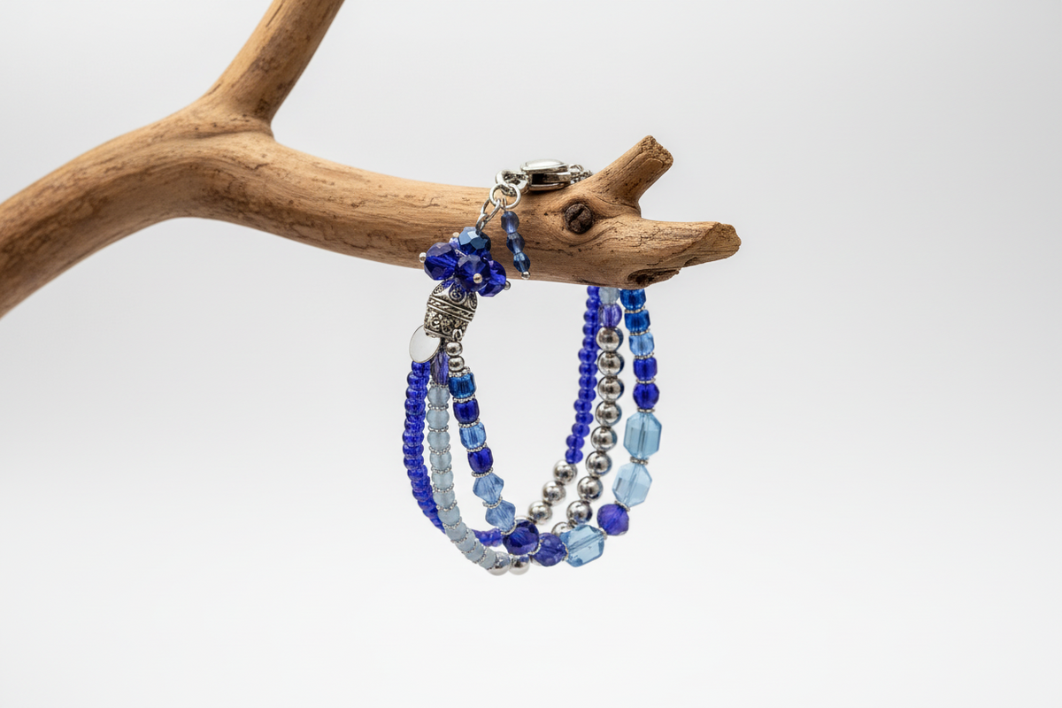 Midnight Blue Multi-Strand Bracelet | Handmade Crystal Beaded Jewelry