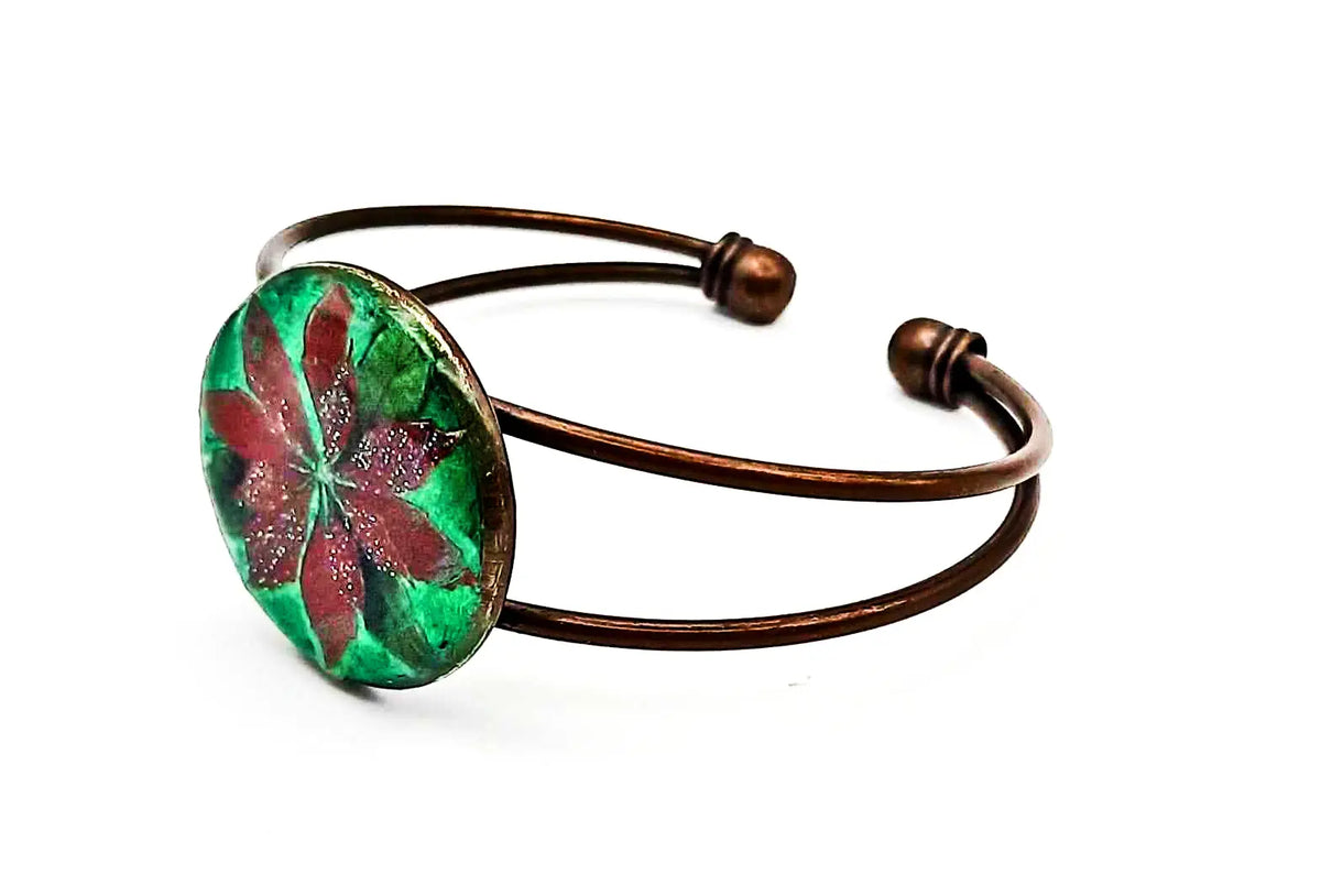 Handcrafted Poinsettia bronze Bracelet