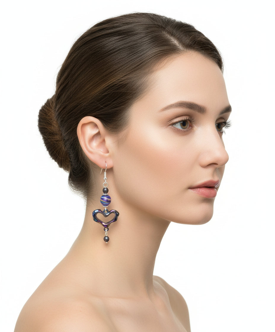 Rainbow Heart Earrings - Ion Plated Iridescent | Hypoallergenic Hooks