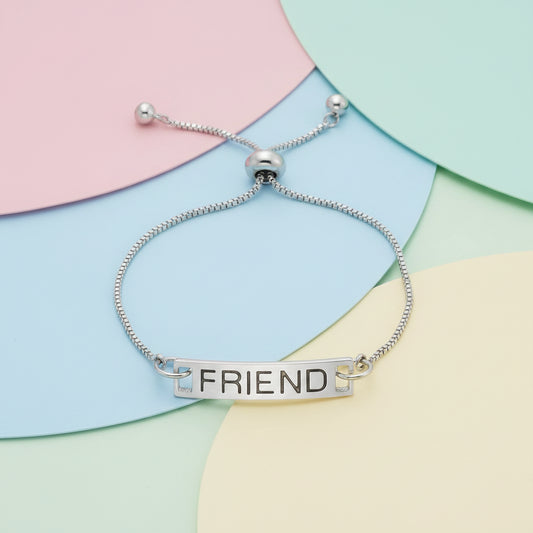 Stainless steel 304 Friend word Bracelet adjustable