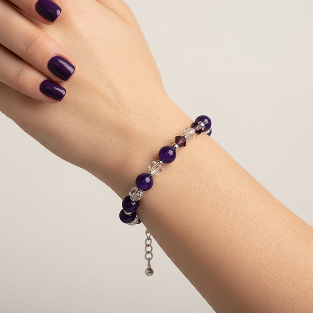 Purple Stone silver stone Bracelet Women