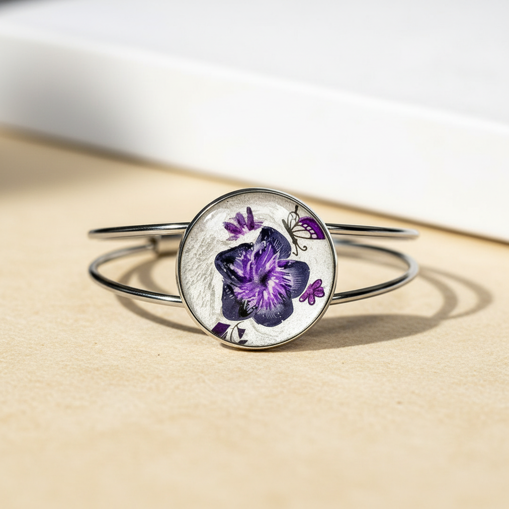 Resin Purple Flower Bracelet