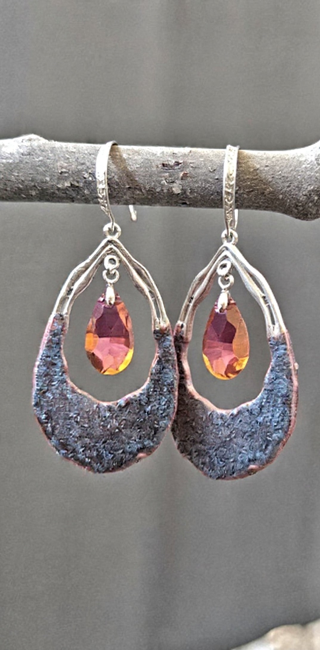 Crystal Branch Whisper Earrings - Handcrafted Resin Drop Earrings with Silver Hooks